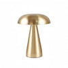 rechargeable LED mushroom table lamp champagne gold color on white background