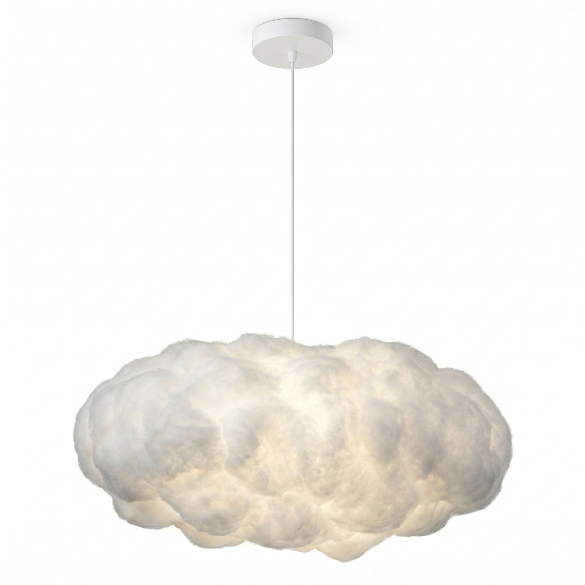 50cm Cloud Pendant Light - fluffy cotton LED cloud lamp on white background