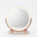 Rotatable LED vanity mirror on white background