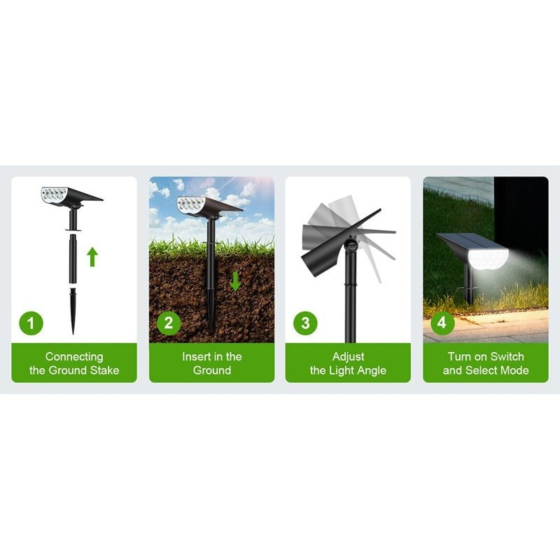 Solar garden spotlight four-step installation guide