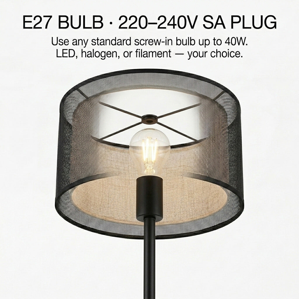Fits any standard E27 screw-in bulb up to 40W — LED, halogen, or filament
