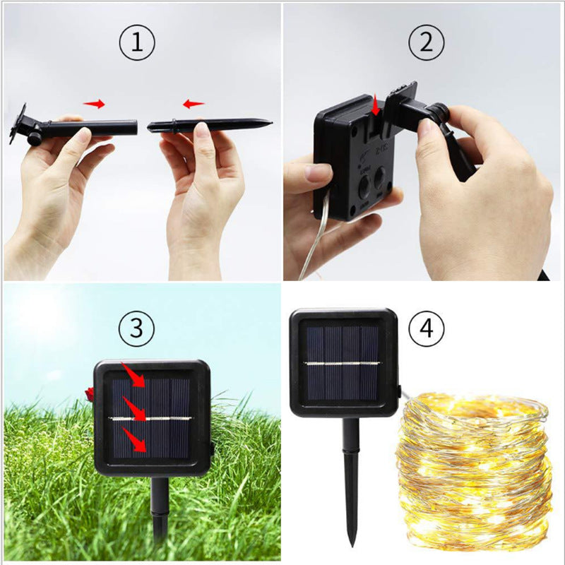 200 Copper-Wire Fairy Lights lights with 8 modes + Solar panel