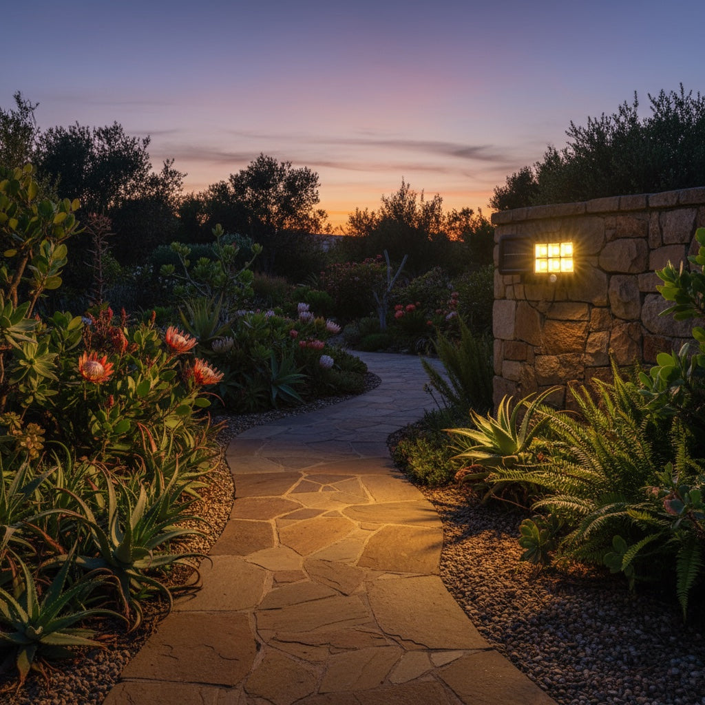 Lumiliving 6 Grid 120COB-3 Mode solar security light - garden pathway lifestyle