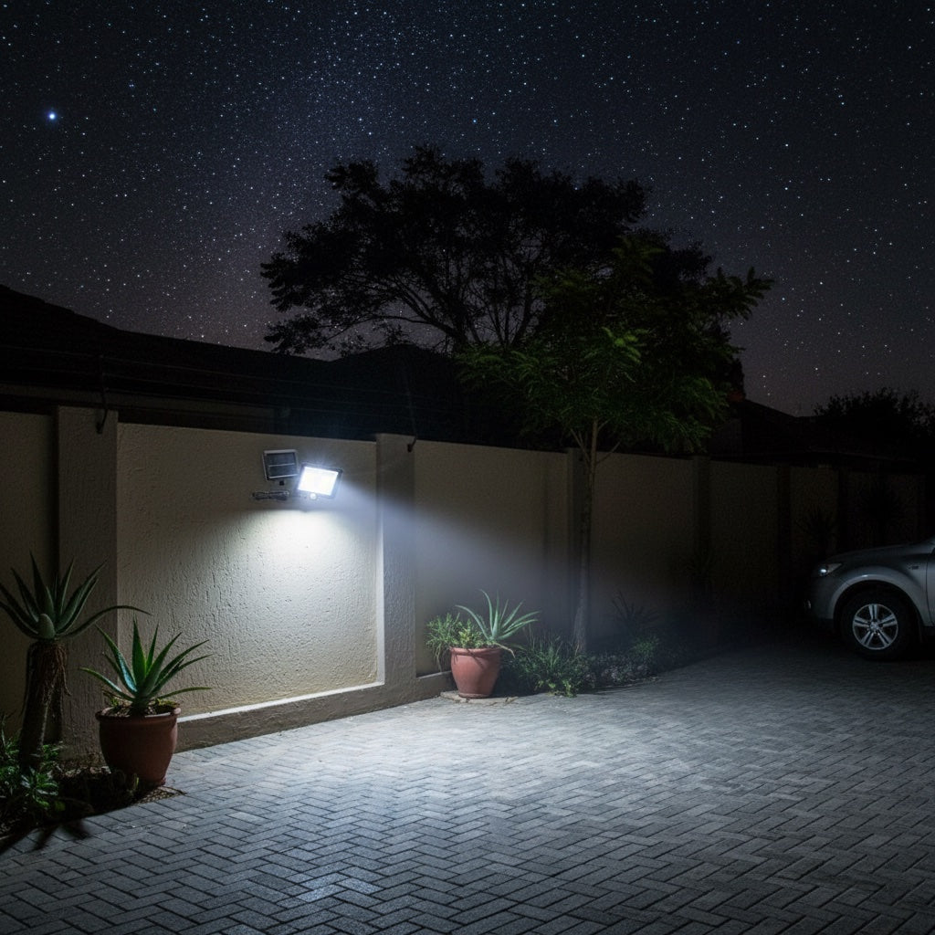 Lumiliving 128COB-3 Mode solar security light - driveway night lifestyle