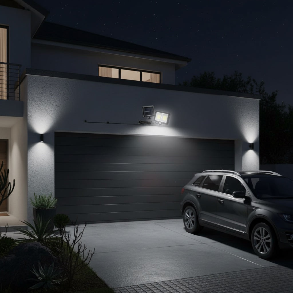 Lumiliving 128COB-3 Mode solar security light - garage security lifestyle