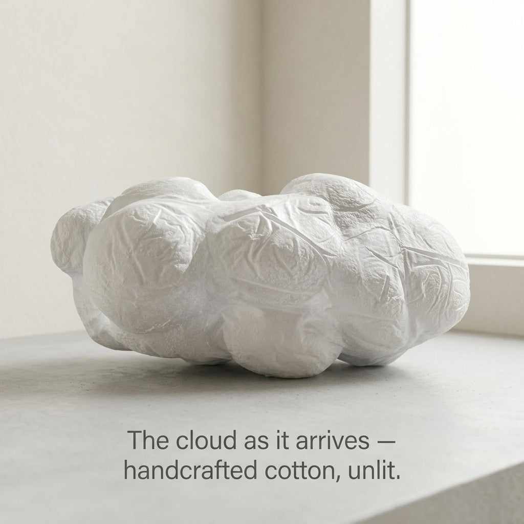 Cloud Pendant Light unlit - handcrafted cotton cloud shade as it arrives