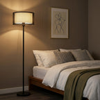 Variant LLFL001-01: black metal pole with cream/white inner shade (16W remote — limited stock)