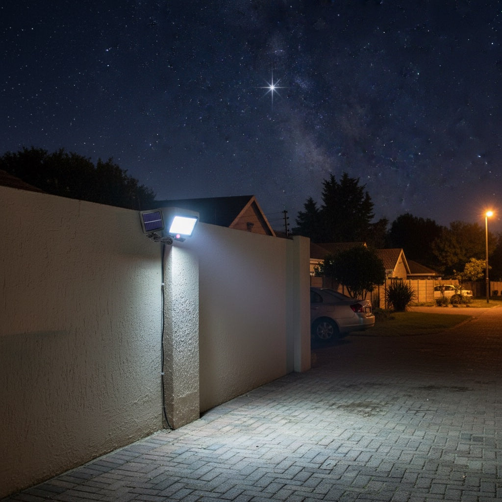 Lumiliving 56LED-3 Mode solar security light - driveway night lifestyle