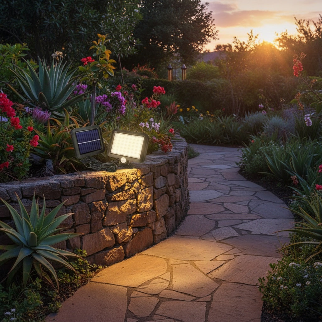 Lumiliving 56LED-3 Mode solar security light - garden pathway lifestyle