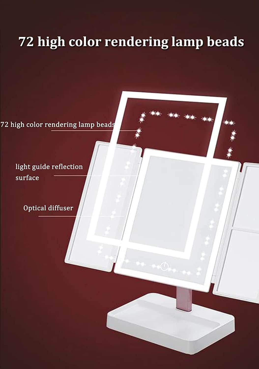 Tri-Fold LED Lighted Makeup Mirror