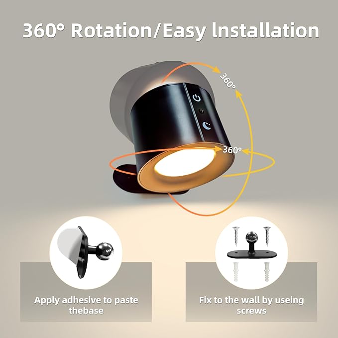 Rechargeable Spotlight Wall Lamp - Wire-Free & Drill-Free