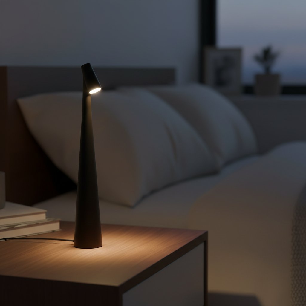 Rechargeable LED Night Light - Black - Lifestyle Bedroom