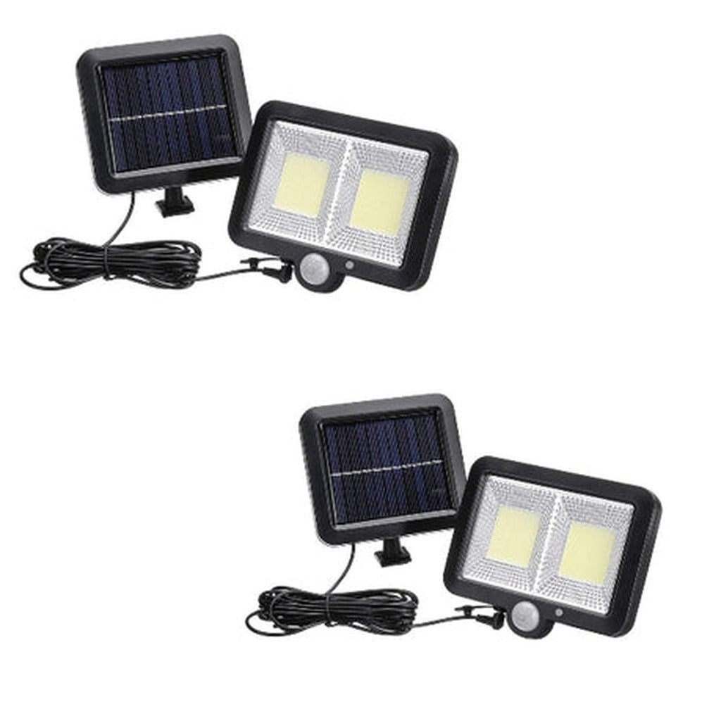 Bright 98LED solar security light 2 pack on white background