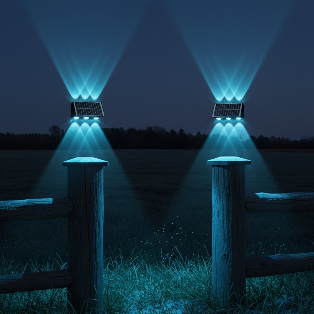 Solar LED Wall Lamp 8-Head 2-Pack | Outdoor Fence Light IP65