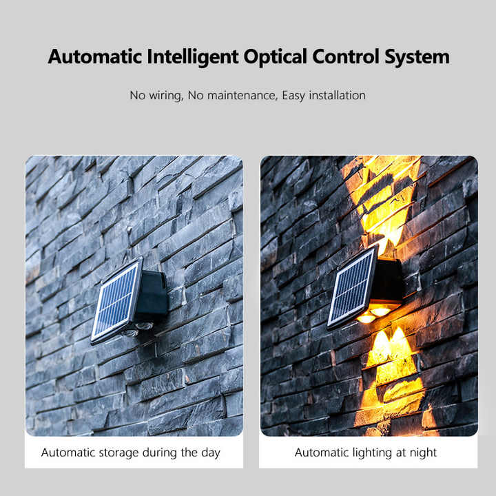 LED Solar Wall Lamp | Cord-Free Outdoor Warm Light, 4–8 Heads