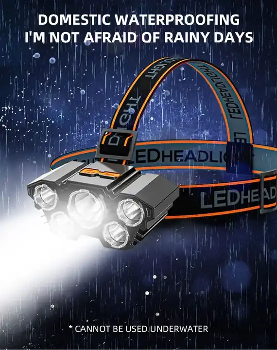 5LED USB Rechargeable Waterproof Headlamp