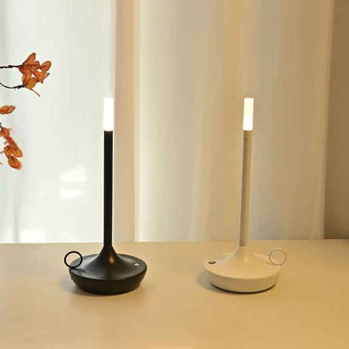 Cordless dimmable table lamp black and white variants comparison