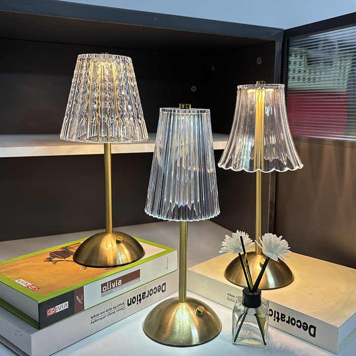 Crystal Small Table Lamp - Rechargeable Touch Night Light