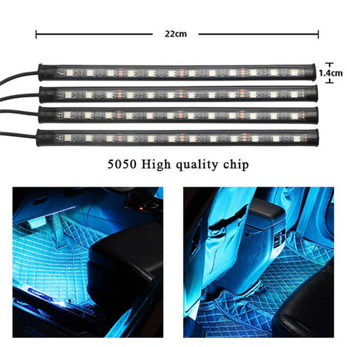 RGB car footwell lights complete kit with remote and USB cable