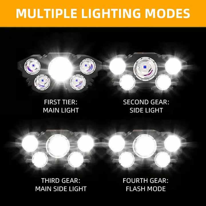 5LED USB Rechargeable Waterproof Headlamp