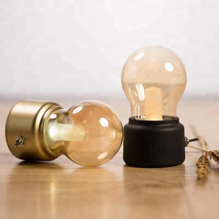 Retro bulb lamp charging and glowing - 24 hour battery life