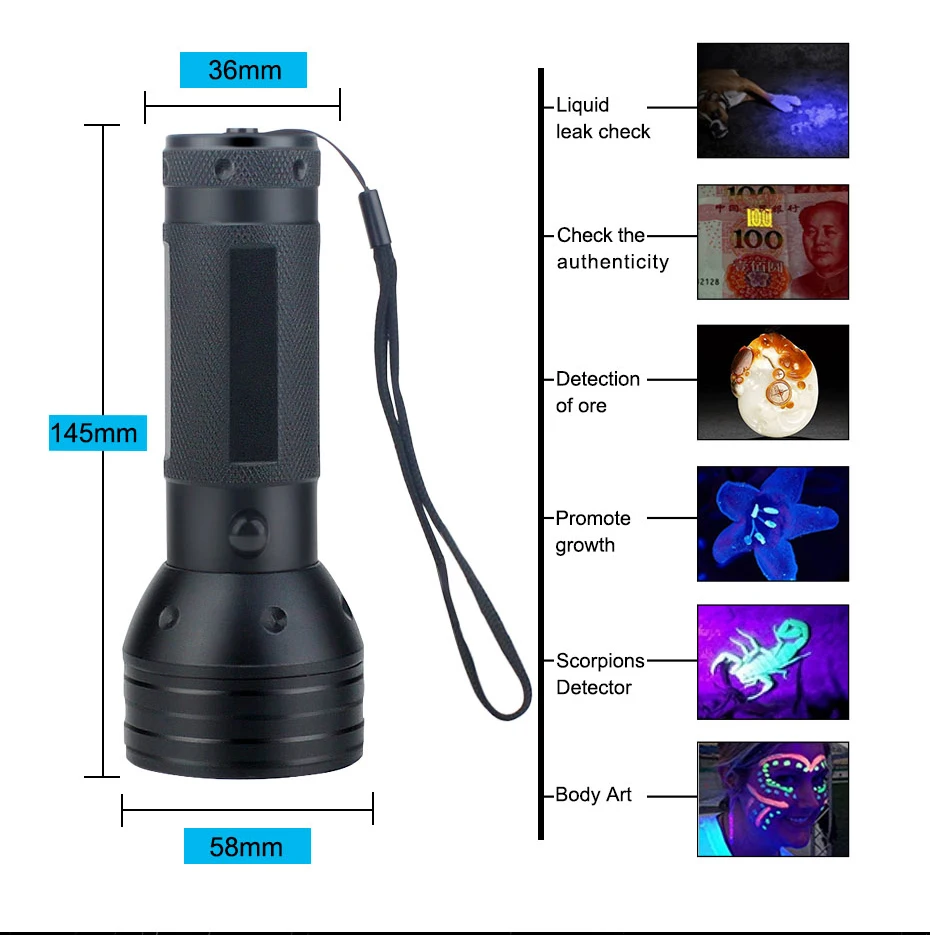 UV LED Black Light Torch