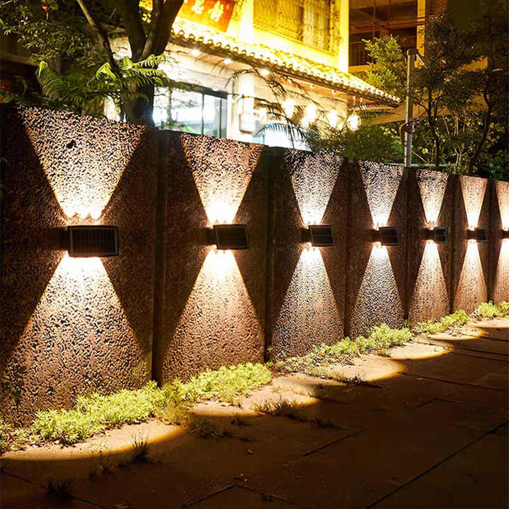 LED Solar Wall Lamp | Cord-Free Outdoor Warm Light, 4–8 Heads