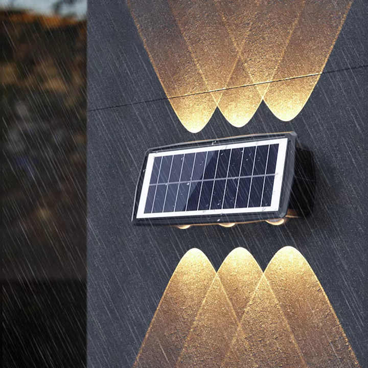 LED Solar Wall Lamp | Cord-Free Outdoor Warm Light, 4–8 Heads