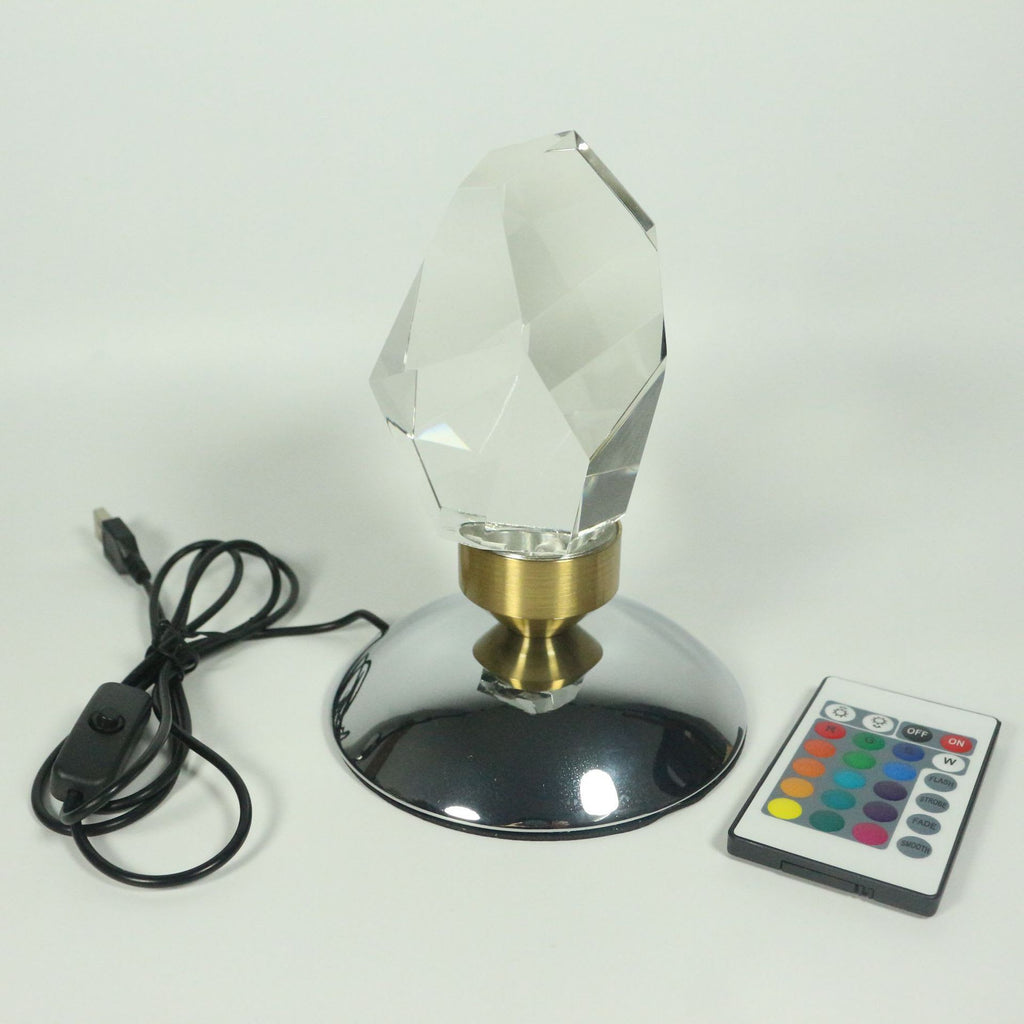 LED RGB Diamond Crystal Desk Lamp - Product Hero Shot with Remote Control