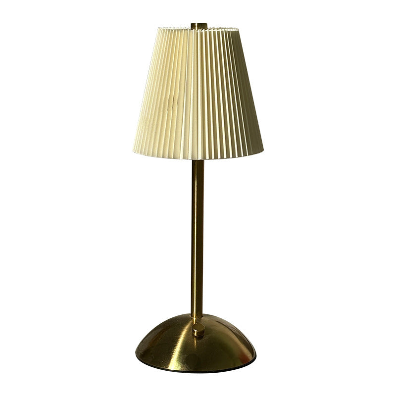 Modern Minimalist Pleated Fabric Table Lamp - Rechargeable Touch Control