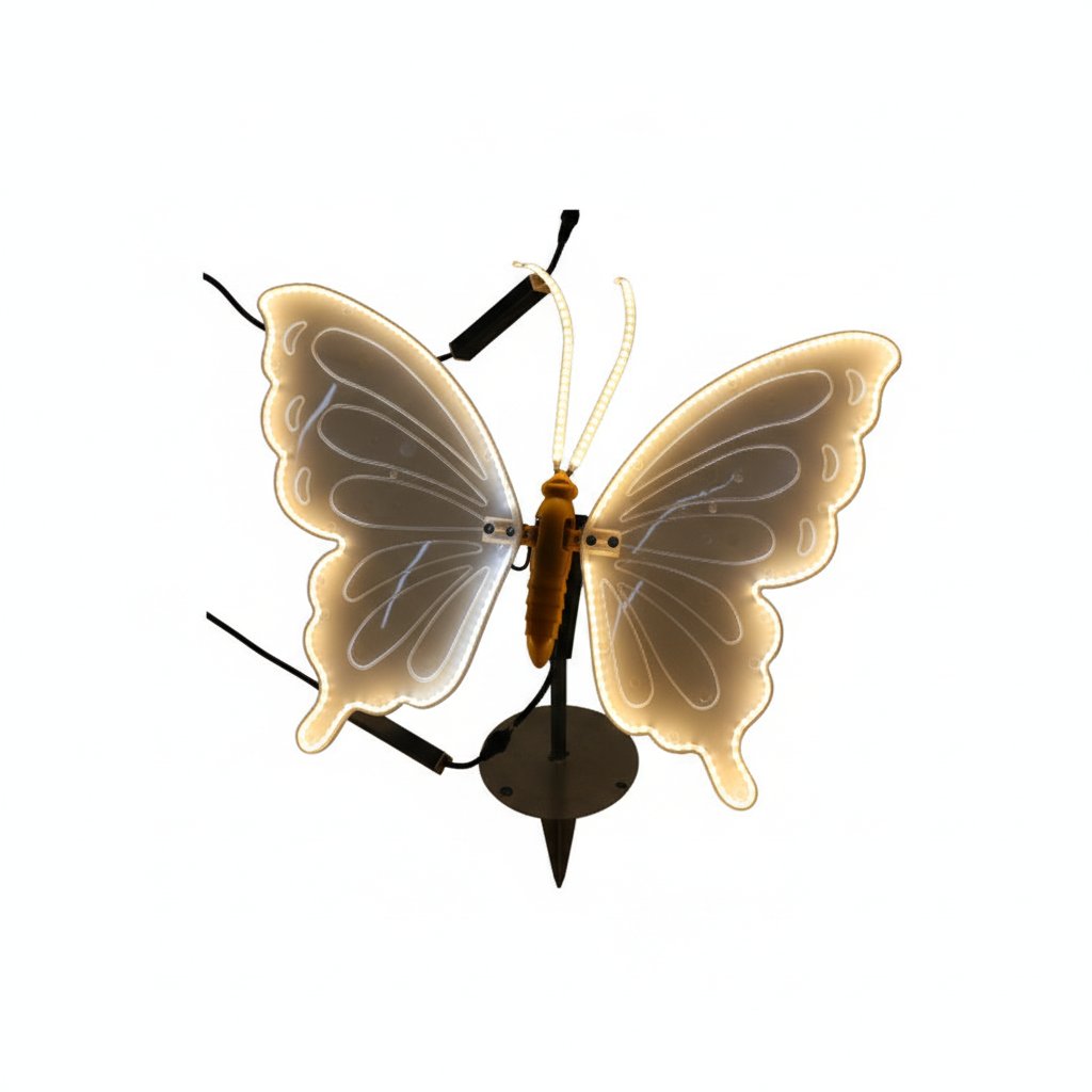 LED Butterfly Garden Landscape Light warm white glow on white background