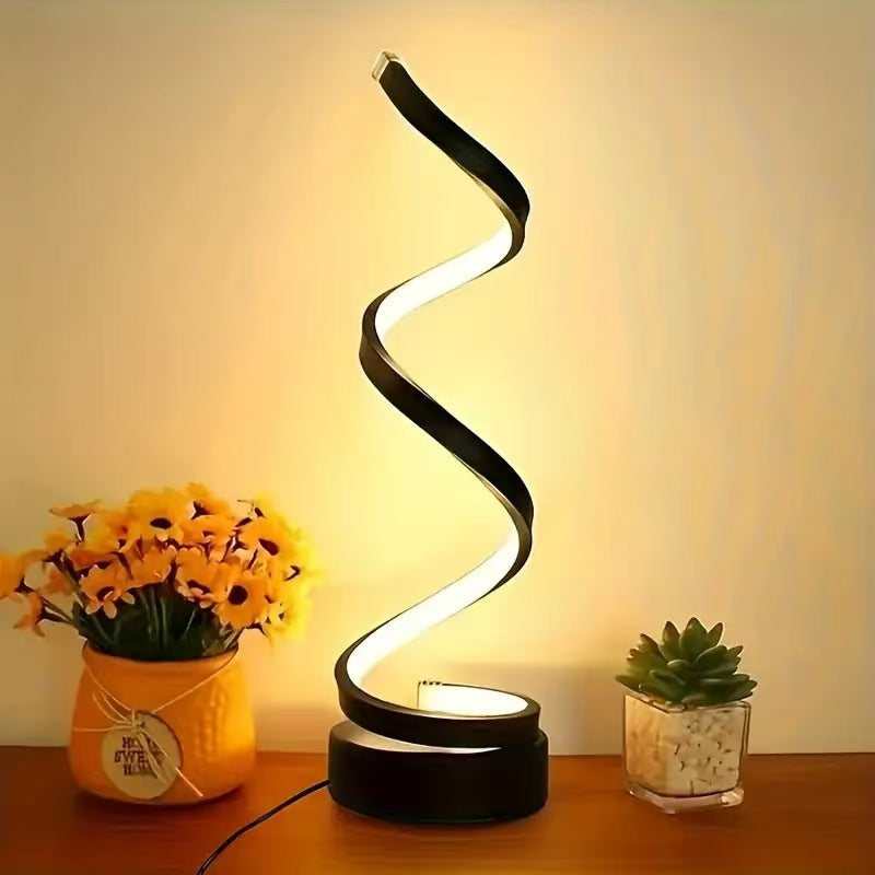 Modern Spiral LED Desk Lamp - Black Lifestyle