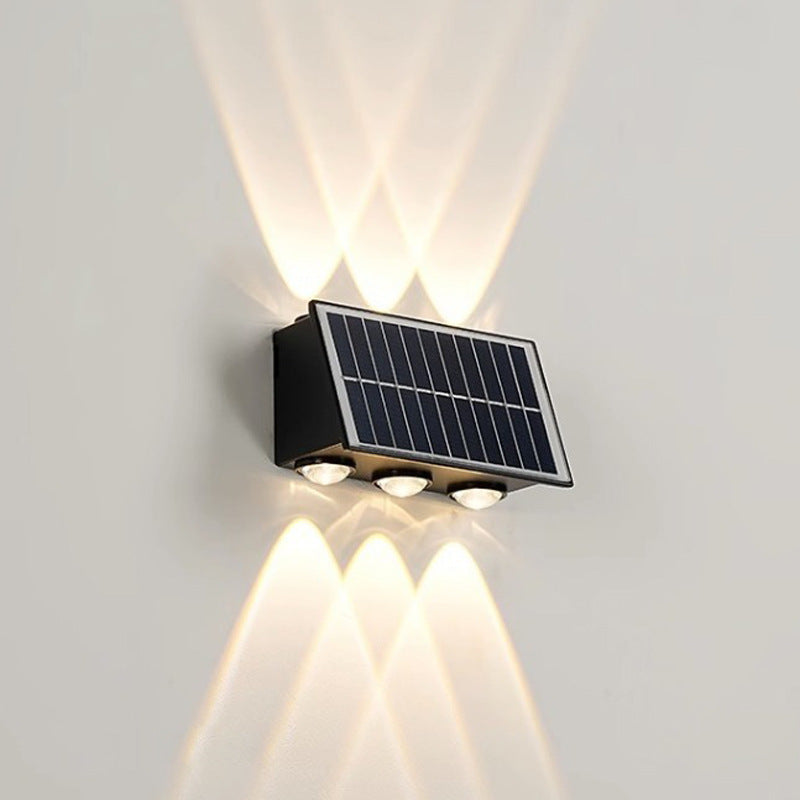 Solar LED Wall Lamp 8-Head 2-Pack | Outdoor Fence Light IP65