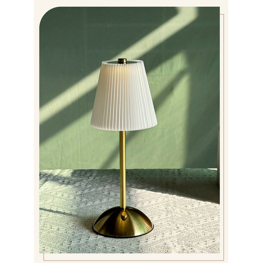 Modern Minimalist Pleated Fabric Table Lamp - Rechargeable Touch Control