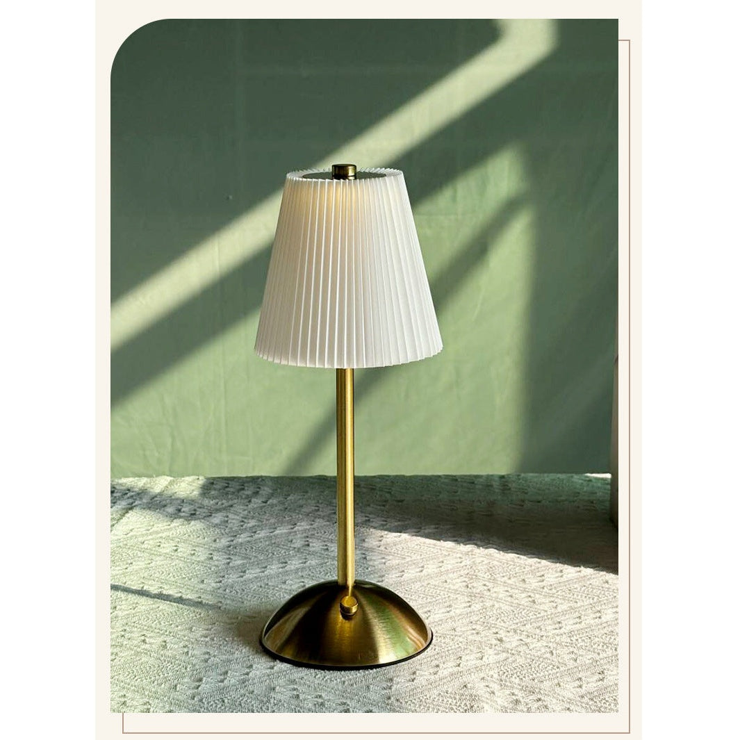 Modern Minimalist Pleated Fabric Table Lamp - Rechargeable Touch Control