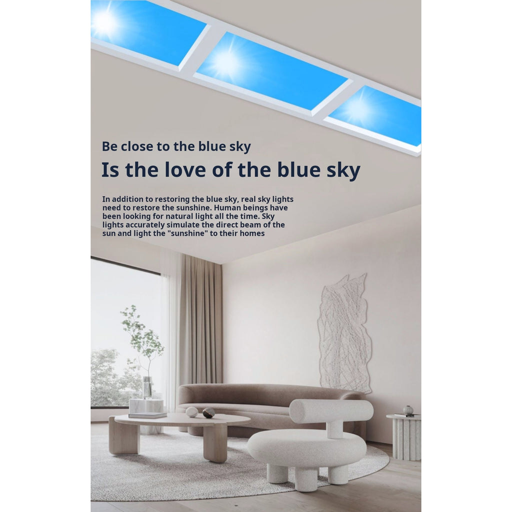 Blue Sky Ceiling Panels in Modern Living Room - Lifestyle