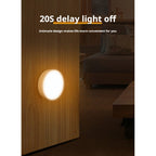 LED motion sensor night light mounted in bedroom