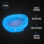 LED Car Interior Light Strip 2-Pack | 5m Battery Powered - Blue