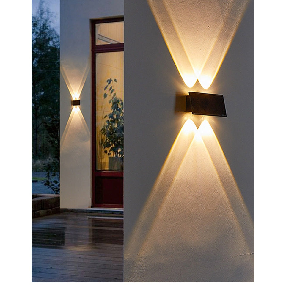 Solar LED Wall Lamp 8-Head 2-Pack | Outdoor Fence Light IP65