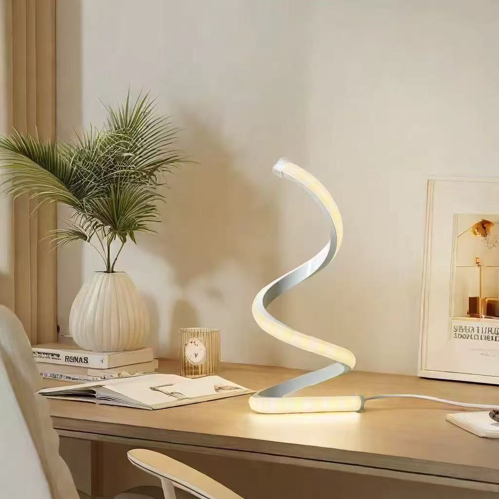 Modern Spiral LED Desk Lamp - White Lifestyle