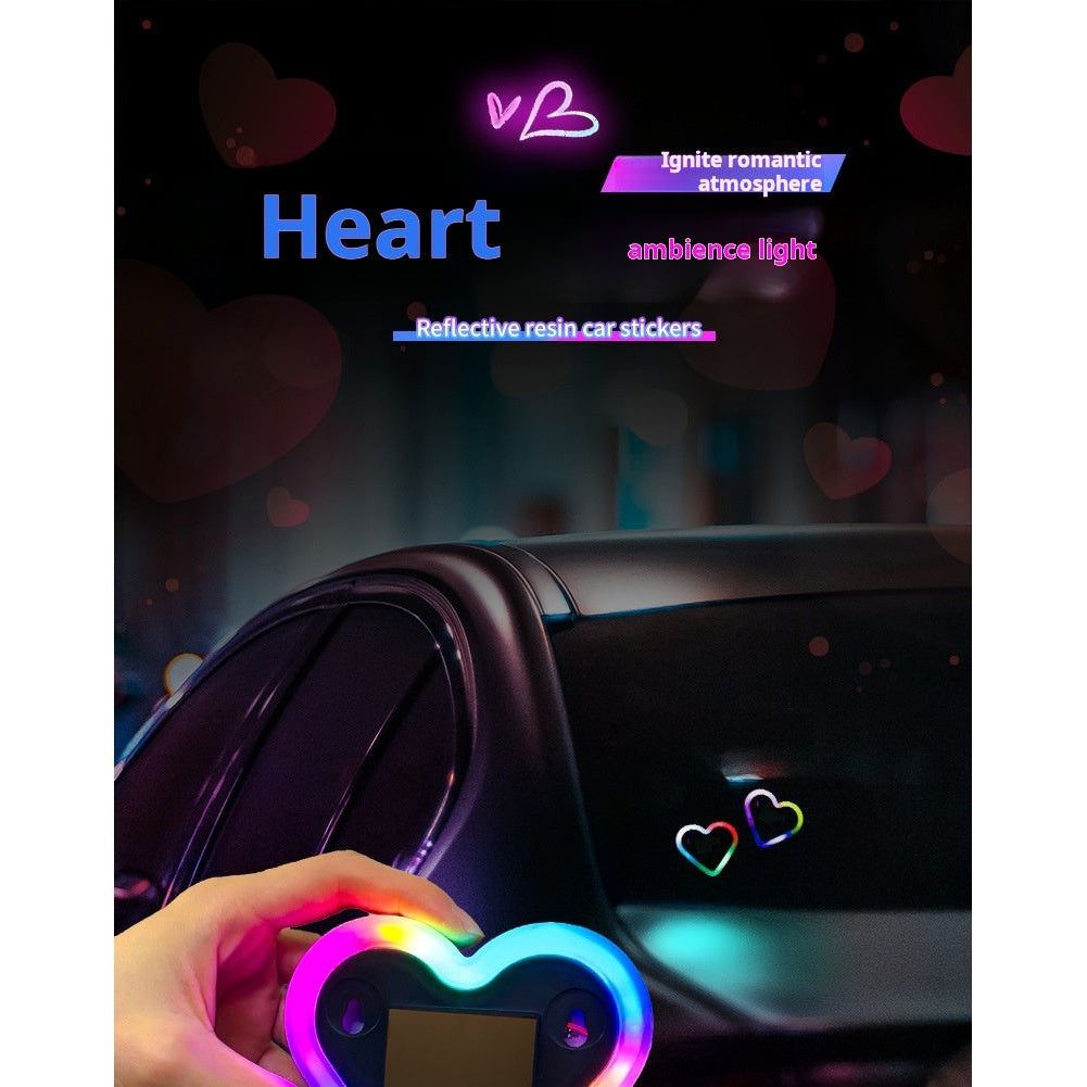 Heart LED Car Light held in hand showing multi-color glow