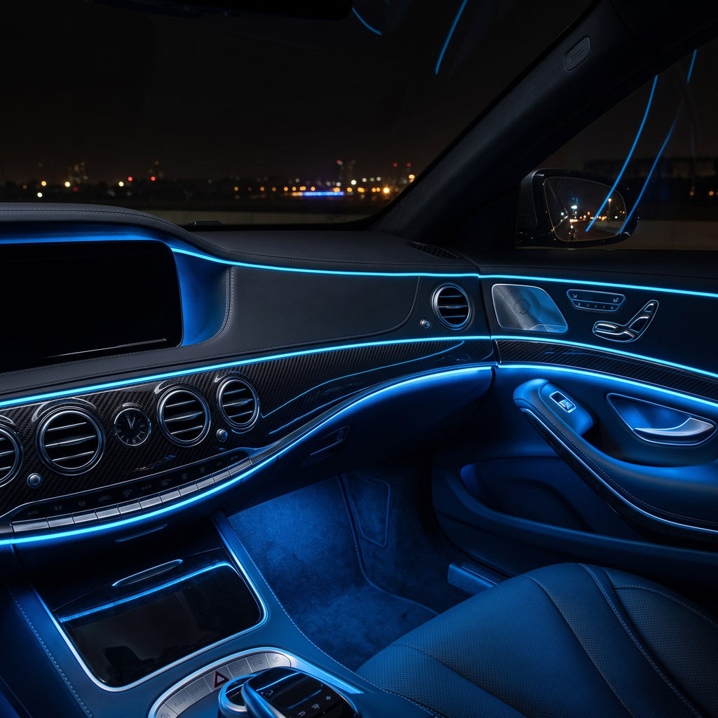 LED Car Interior Light Strip 2-Pack | 3m USB Powered - Blue
