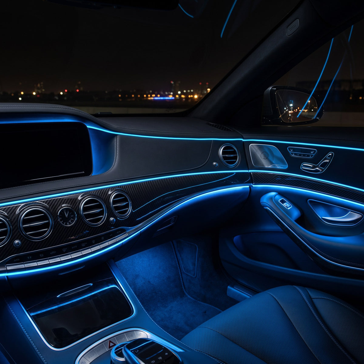 LED Car Interior Light Strip 2-Pack | 3m USB Powered - Blue