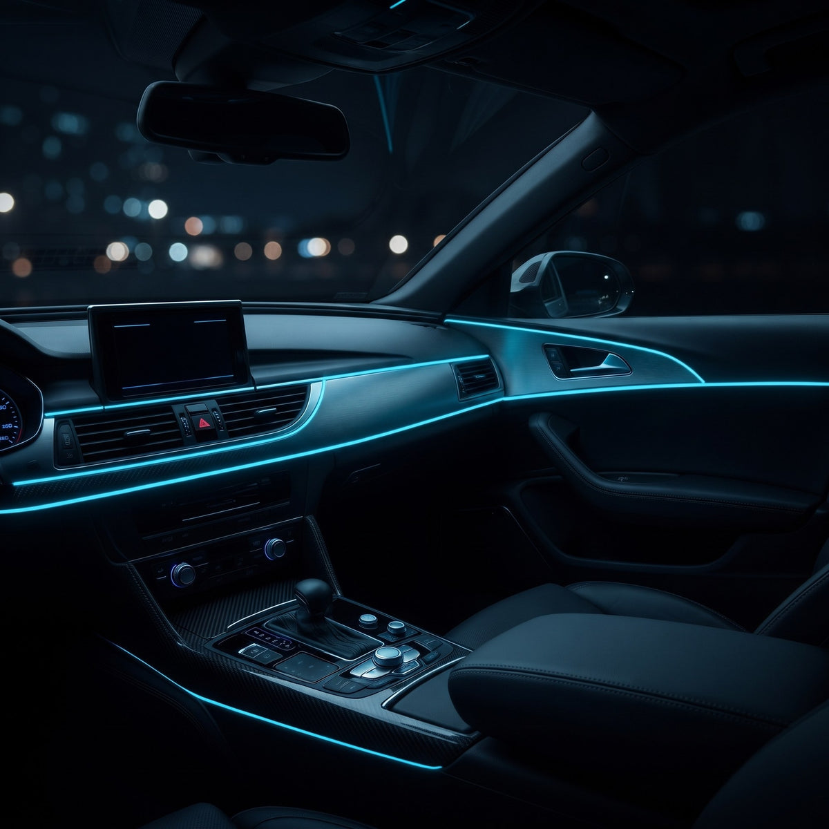 LED Car Interior Light Strip 2-Pack | 5m Battery Powered - Blue