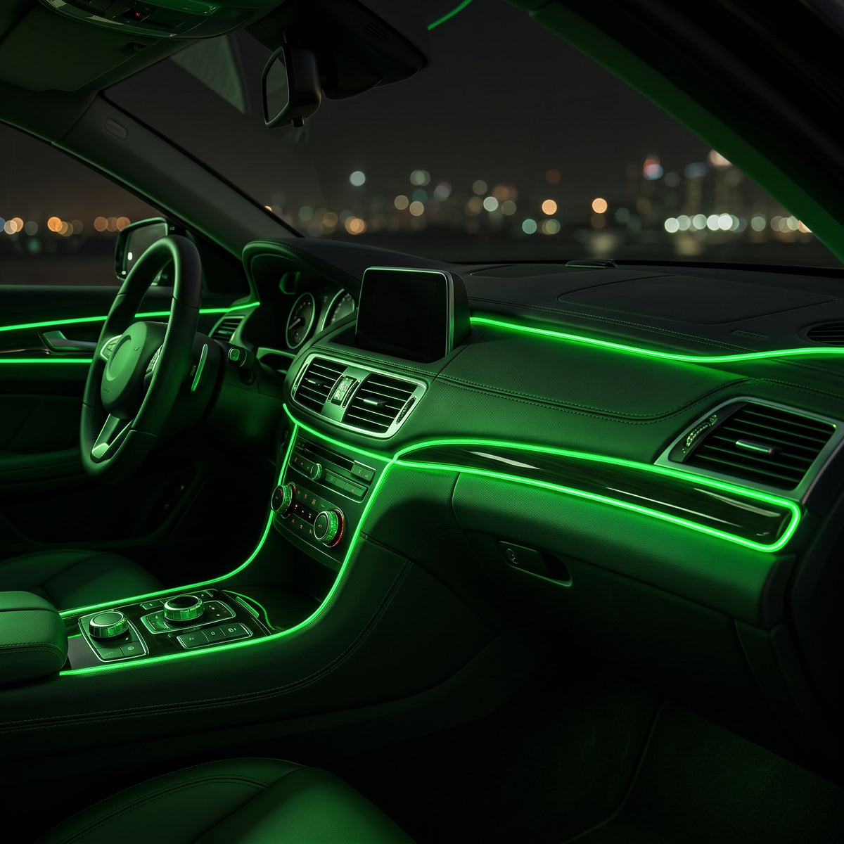 LED Car Interior Light Strip 2-Pack | 3m USB Powered - Green
