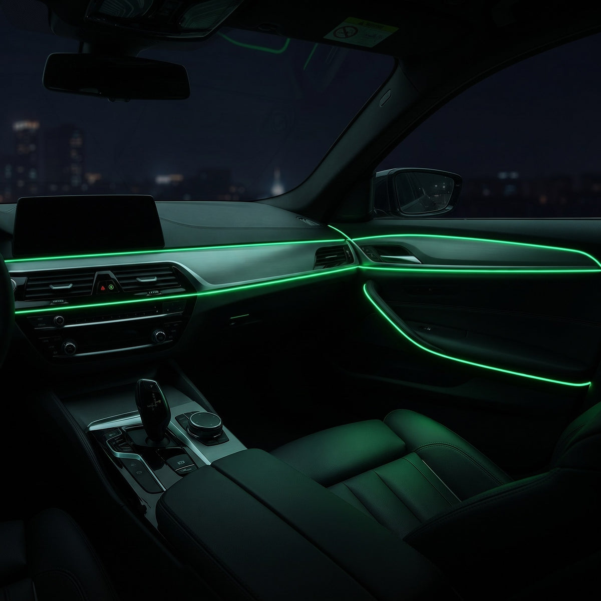 LED Car Interior Light Strip 2-Pack | 5m Battery Powered - Green