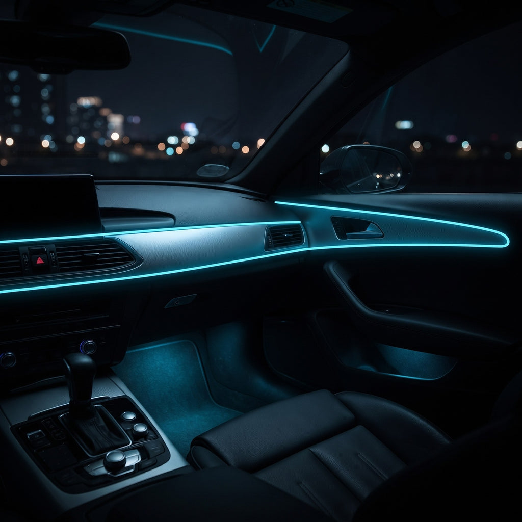 LED Car Interior Light Strip 2-Pack | 5m Battery Powered - Ice Blue