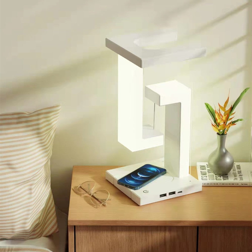 LumiLiving Anti-Gravity Wireless Charging Desk Lamp | Tensegrity LED Light with 15W Qi Charger