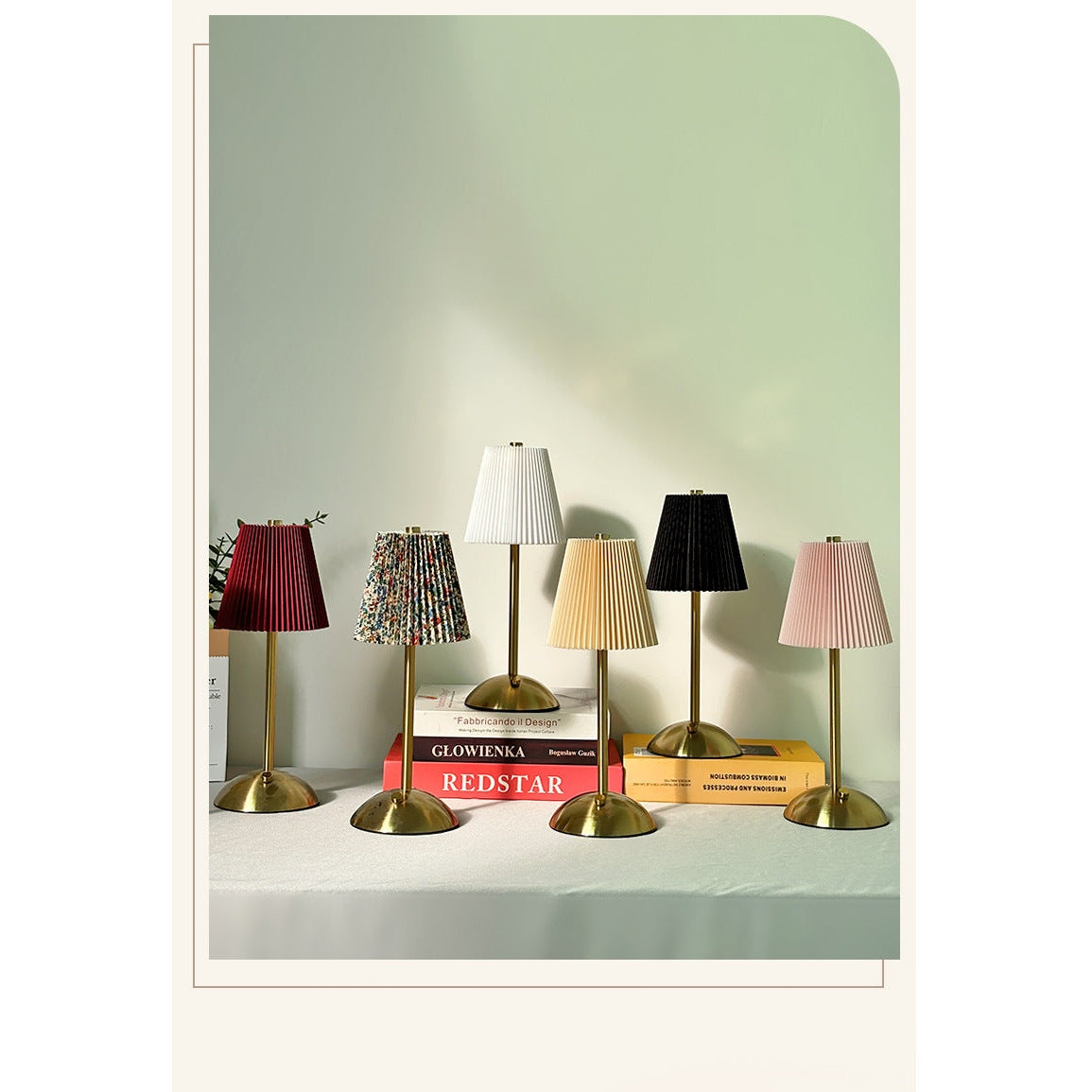 Modern Minimalist Pleated Fabric Table Lamp - Rechargeable Touch Control