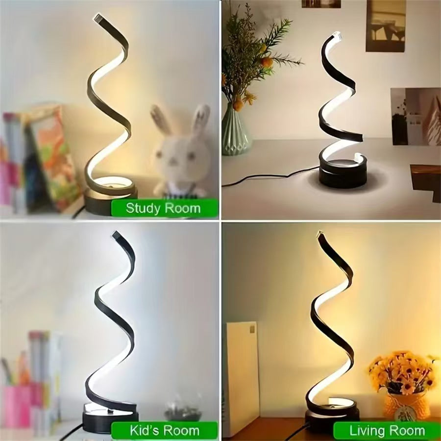 Modern Spiral LED Desk Lamp - Multi-Room Display